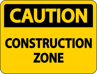 Caution Construction Zone Symbol Sign On White Background