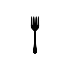 Fork icon in black flat glyph, filled style isolated on white background