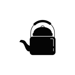 kettle icon in black flat glyph, filled style isolated on white background