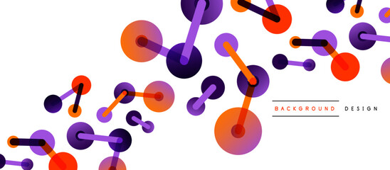 Line points connections geometric abstract background. Circles connected by lines. Trendy techno business template for wallpaper, banner, background or landing