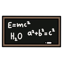 Cartoon blackboard with formulas on white background 