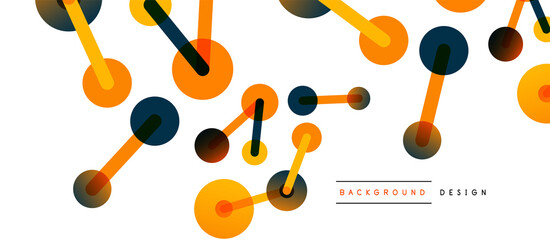 Line points connections geometric abstract background. Circles connected by lines. Trendy techno business template for wallpaper, banner, background or landing