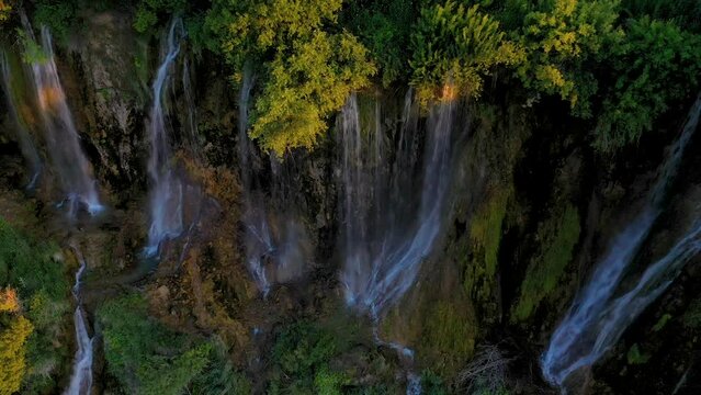 Girlevik Waterfall. Summer season. Girlevik Village Caglayan Subdistrict, Erzincan, Turkey