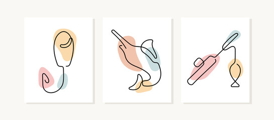 Fishing equipment and accessories one line posters.