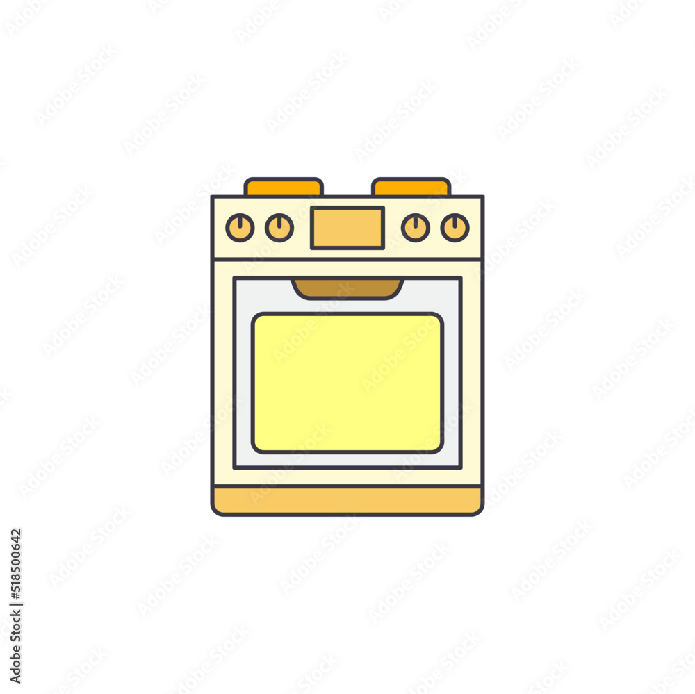 Poster Burner oven icon in color, isolated on white background 