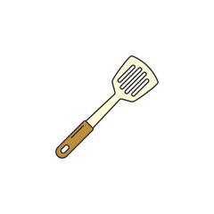 kitchen turner, turning spatula icon in color, isolated on white background 