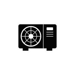 Ac outdoor unit icon in black flat glyph, filled style isolated on white background