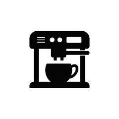 Coffee brewer icon in black flat glyph, filled style isolated on white background