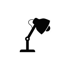 Bedroom lamp, bedside lamp table lamp icon in black flat glyph, filled style isolated on white background