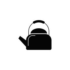 Fototapeta premium kettle icon in black flat glyph, filled style isolated on white background