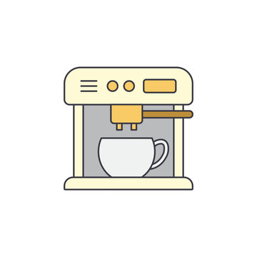 Coffee Brewer Icon In Color, Isolated On White Background 