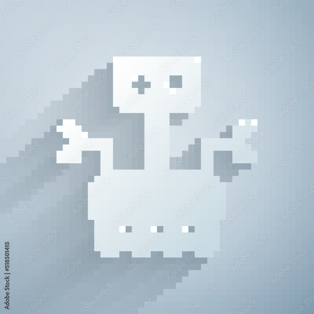 Poster paper cut robot icon isolated on grey background. artificial intelligence, machine learning, cloud c
