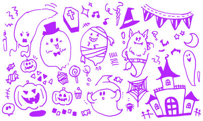 ハロウィンイラストセット_紫
