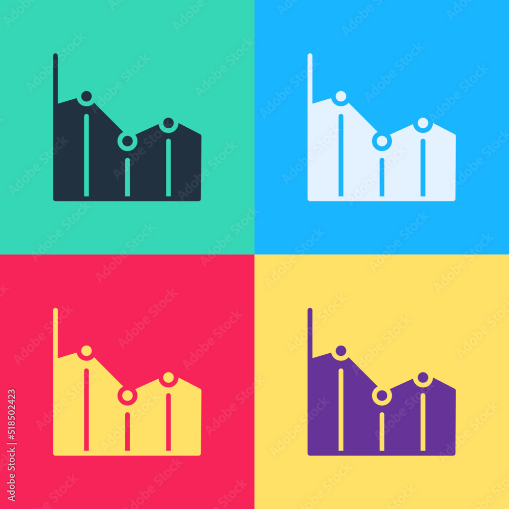 Poster pop art pie chart infographic icon isolated on color background. diagram chart sign. vector