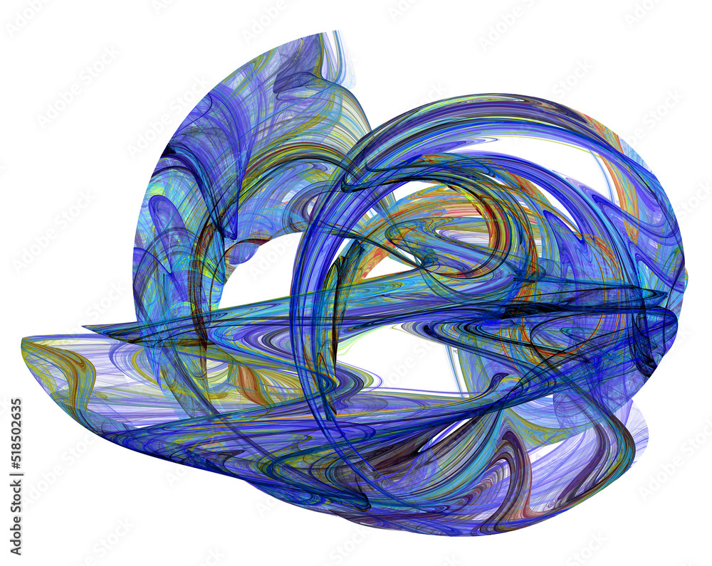 Aufkleber blue and orange transparent streams swirl on a white background and create an interesting pattern. i