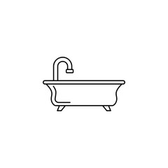 bathtub and shower tub icon in line style icon, isolated on white background