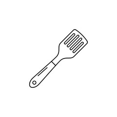 slotted spatula icon in line style icon, isolated on white background