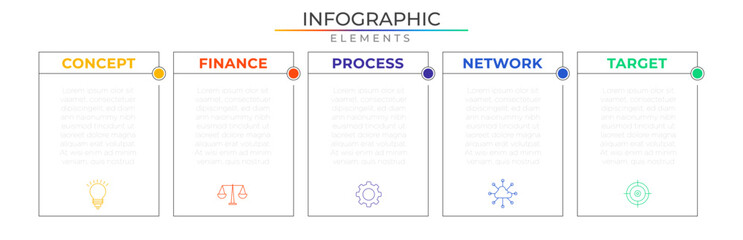 Connect rectnagle infographic elements concept design vector with icons. Business workflow network project template for presentation and report.
