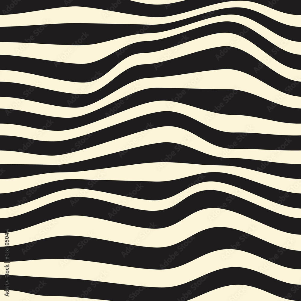 Poster wavy stripes background. abstract geometric monochrome texture. black wavy distorted stripes on a be