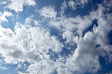 Abstract image of blurred sky. Blue sky background with cumulus clouds