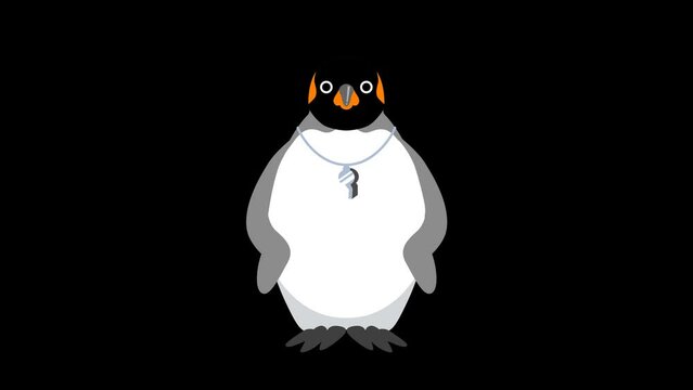 Loopable and Alpha channel file - Penguin doing warm-up exercises