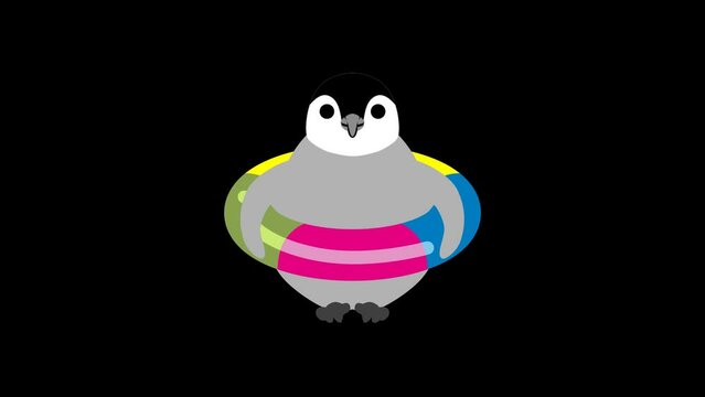 Loopable and Alpha channel file - Baby penguin doing warm-up exercises