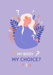 Abortions rights poster concept in flat style. 