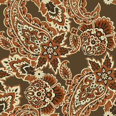 seamless paisley pattern. Vector Indian floral ornament.