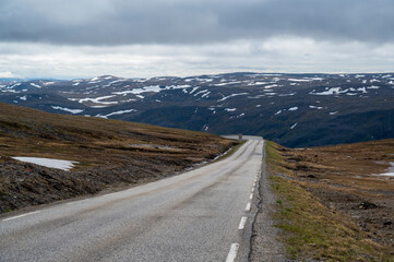 Asphalt road in the Lapland Mountains