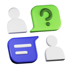 3D Chat and Question PNG Illustration