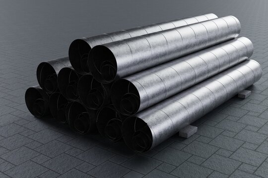 galvanized ventilation pipes and air ducts 3d