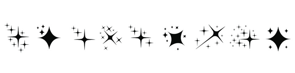 Sparkling icon vector set. star illustration sign collection. glittering star symbol or logo.