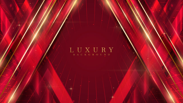 Red luxury background with glitter light effect and bokeh decoration and gold line elements.