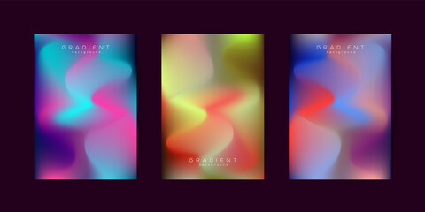 SET of Abstract gradient Background. with Curve rainbow color Shapes. trendy gradient Vector Illustration for decorective wallpaper design
