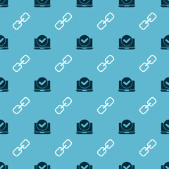 Set Laptop and Chain link on seamless pattern. Vector