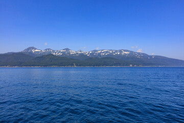 Shiretoko mountain range seen from off Rausu Port