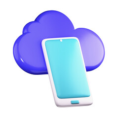 3D Cloud Phone PNG Illustration
