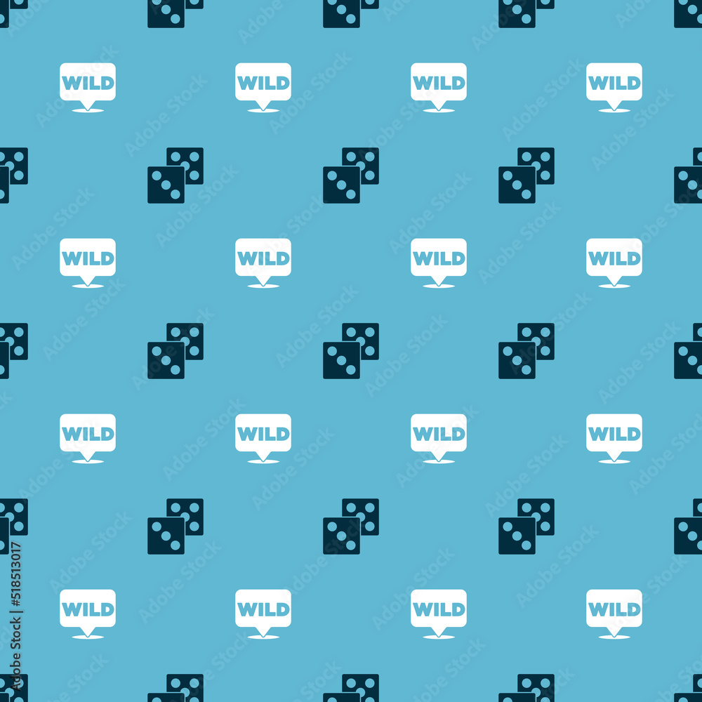Poster Set Game dice and Pointer to wild west on seamless pattern. Vector