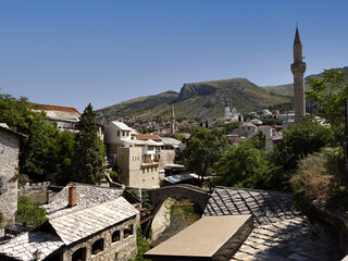 Mostar on the Neretva River is one of the largest cities in Bosnia and Herzegovina. Muslim culture...