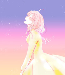 笑顔のワンピースの女性