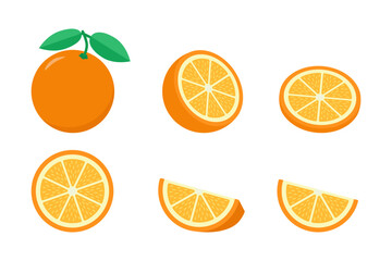 Orange set . Color vector illustration. Isolated on white background. Vector AI + 10 EPS