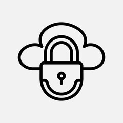 Padlock icon in line style about cloud computing, use for website mobile app presentation