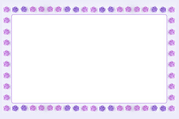 正月　紫とピンクの水引と和紙のフレーム（金銀振の白い和紙の背景）