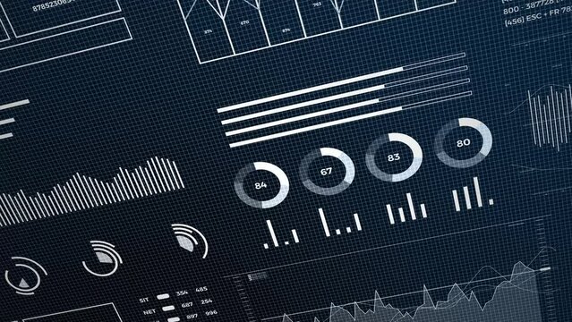 Stock data animation, financial report statistics background, animated stats infographics