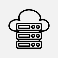 Server icon in line style about cloud computing, use for website mobile app presentation