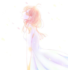 笑顔のワンピースの女性