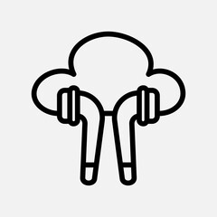 Earphone icon in line style about cloud computing, use for website mobile app presentation