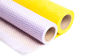 Kitchen towels bamboo roll isolated on a white background