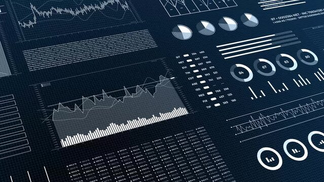 Stock data animation, financial report statistics background, animated stats infographics