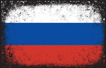 Old dirty grunge vintage russia national flag illustration